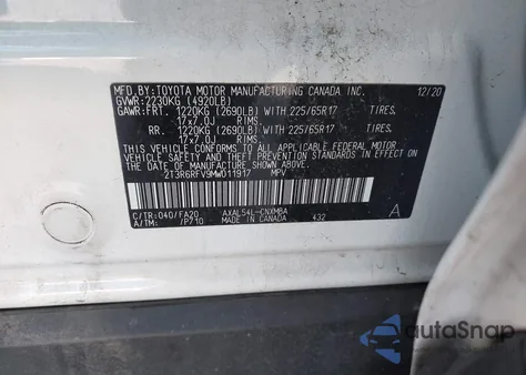 2021 Toyota Rav4 Hybrid Xle из США, поврежденный, VIN 2T3R6RFV9MW011917